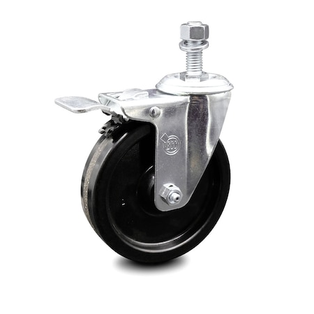 Service Caster 5 Inch Phenolic Swivel 12mm Threaded Stem Caster with Total Lock Brake SCC SCC-TSTTL20S514-PHR-M1215